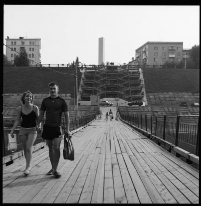 En av trapporna ner från strandpromenaden.